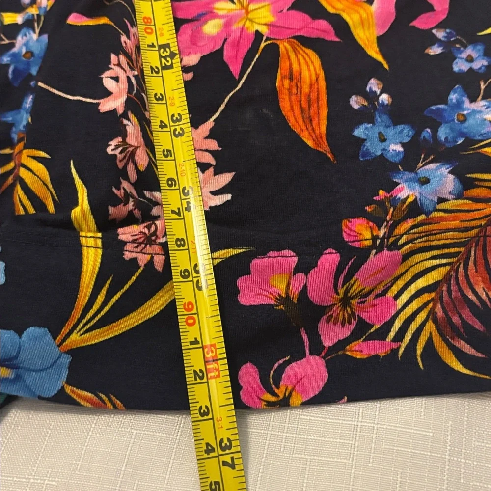Soma Cool Nights kimono-style wrap robe Blooming Tropical Navy pattern SZ L/XL - Picture 7 of 11